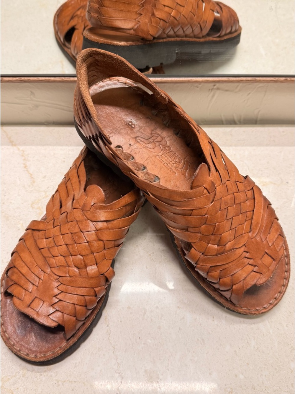 Brand X Handwoven Leather Huarache Sandals - Brown sz 8